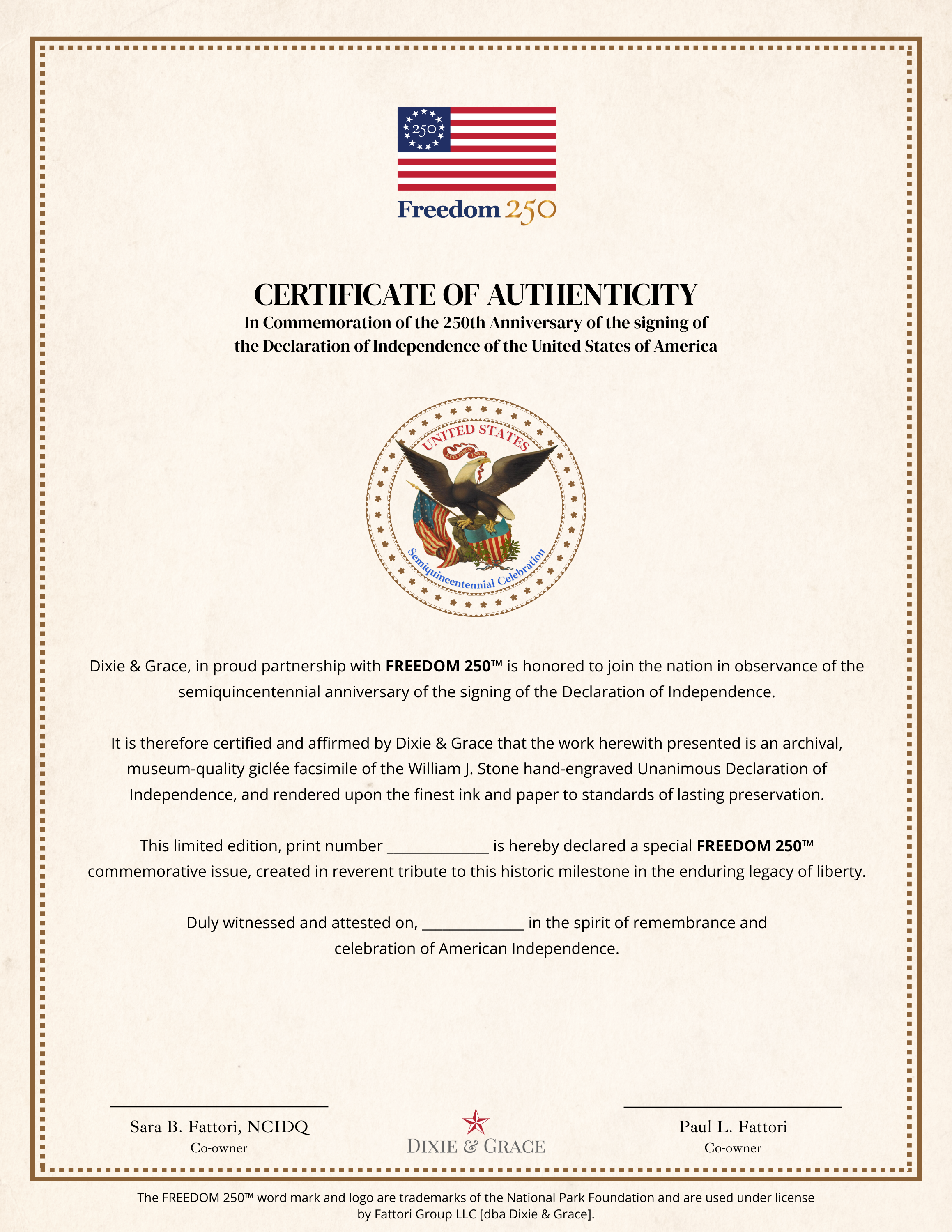 Declaration of Independence: Freedom 250 [Giclée Print]