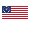 Flag with 250 printed on a blue star field