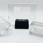 Clear glass items with 'Freedom 250' branding on a white background