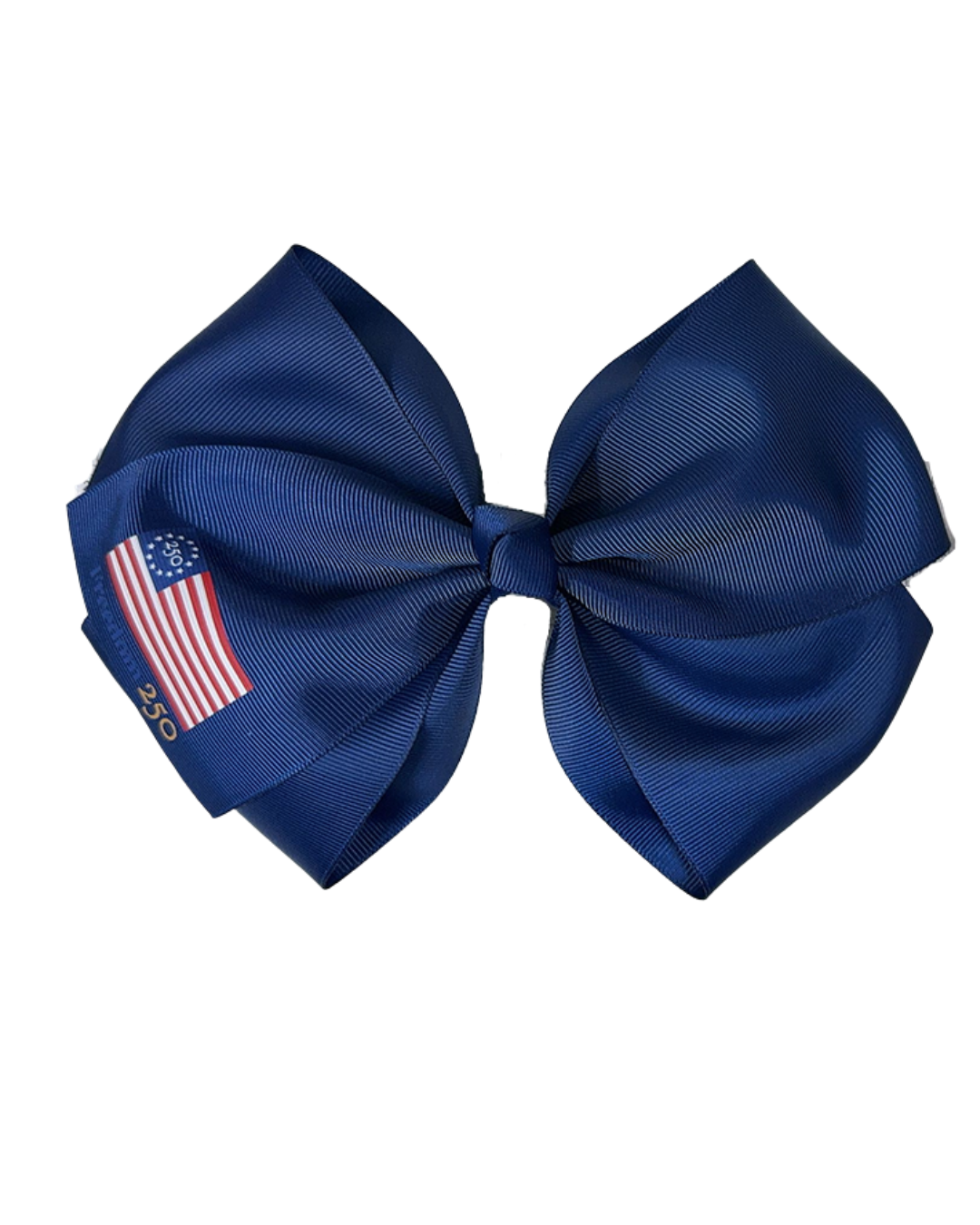 Blue bow with an American flag on a white background