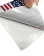 Roll of white vinyl with a flag design on a white background