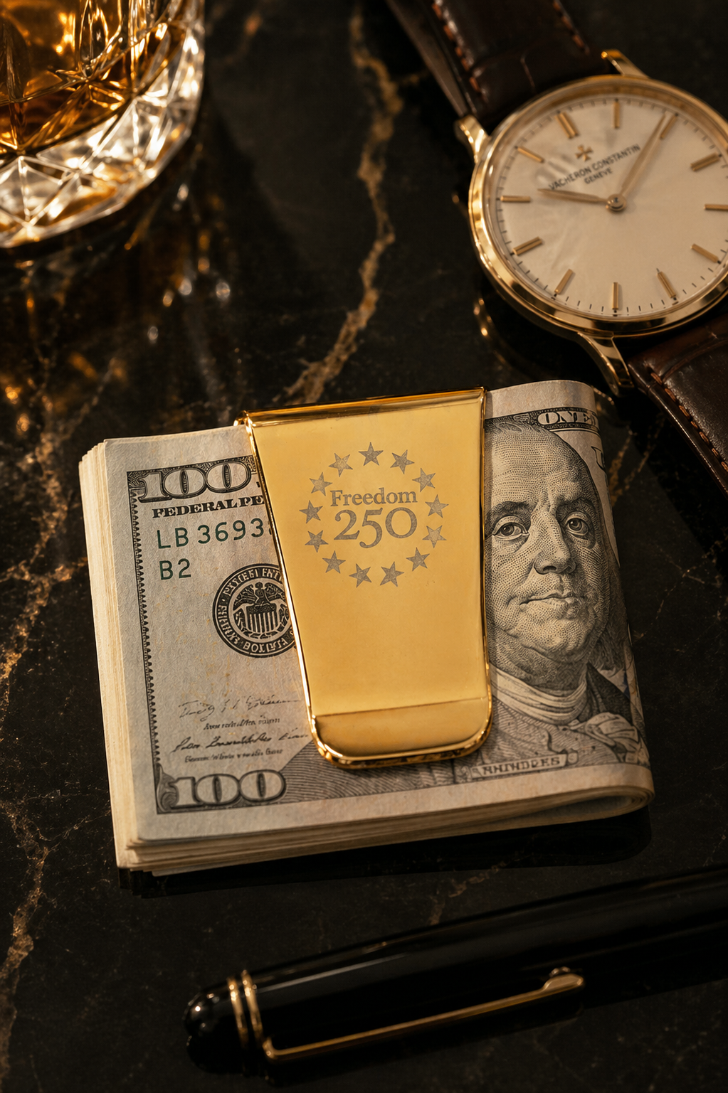 Freedom 250 gold money clip