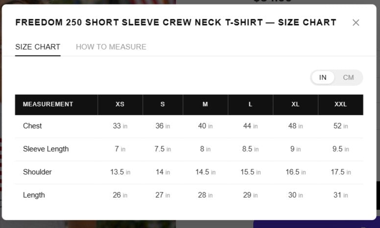 Freedom 250 Short Sleeve Crew Neck T-Shirt